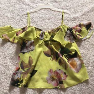 Bright yellow off the shoulder top